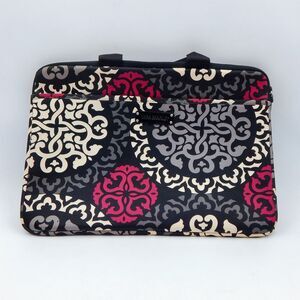 Vera Bradley Canterberry Magenta Laptop Carry Case Sleeve Zippered Black White